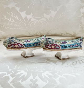 Antique Chinese Qing Embroidered Platform Shoes Diminutive
