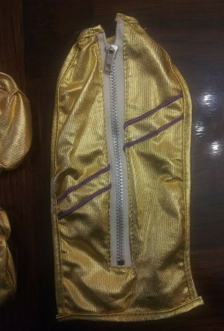 Vintage Barbie Garment Bag and 2 duffle bags.  Gold with purple stripe.  Rare. 2