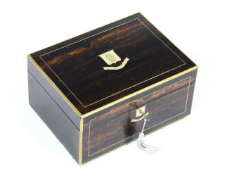 Antique Victorian Coromandel & Brass Banded Box 19th C