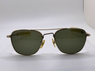 Vintage Military Usaf 5 1/2 American Optical 12k Gold Filled Aviator Sunglasses