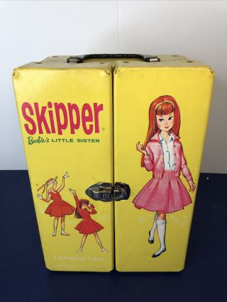 10.  5x7x5.  5” Vintage Mattel Barbie Doll Case Trunk Skipper Yellow 1964 K