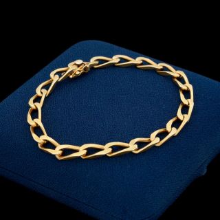 Antique Vintage Art Deco Retro 14k Yellow Gold Curb Link Chain Heavy Bracelet