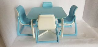 1978 Mattel Barbie Dream Furniture Blue Dining Table And Chairs