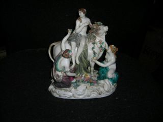 Summer Antique Mid 19th C.  Meissen Figurine " Europa And The Bull " 9x8x5