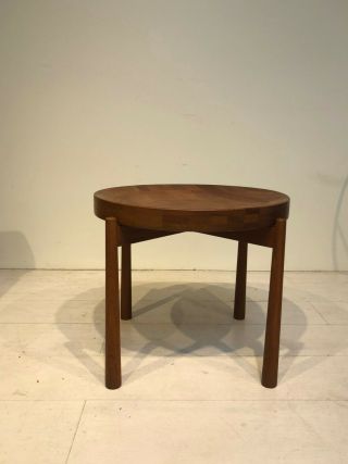 Vintage Mid - Century Modern Solid Teak Side Table With Reversible Tray Top By Dux