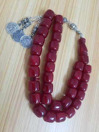 German Faturan Rosary Islamic Prayer 33 Beads Misbaha Tasbih 135gr Old Antique 2
