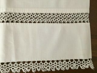 Vintage Antique Pillowcases Hand Tatted Linen Ivory