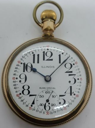 Antique 1906 Illinois Bunn Special 21j Montgomery Dial Railroad Rr Pocket Watch