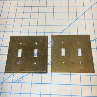 X2 Vintage Brass Light Switch 2 Gang Plate Cover Beveled Edges (s2)