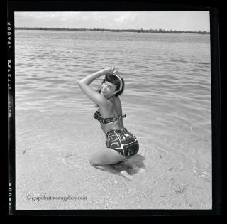 Bettie Page 1954 Camera Negative Bunny Yeager Estate Smiling In Bikini 2