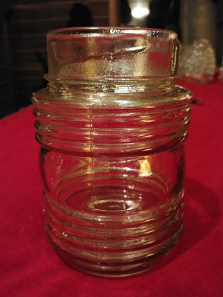 Vintage Glass Light Globe Jelly Jar Clear Ribbed Porch Industrial