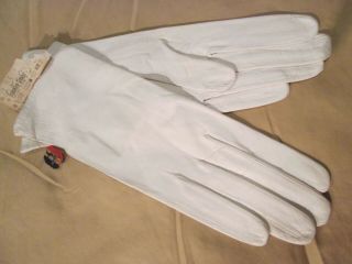 Vintage Franklin Simon White Kid Leather Silk Lined Long Gloves Sz 8 France