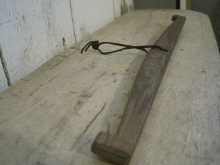 Old Primitive Hand Made Wood Coat Hanger Traces Blue Gray Paint American Aafa