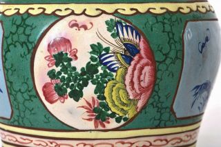 Old Chinese Enamel Yixing ZISHA Cover Vase Tea Caddy Double Happiness Marked 2