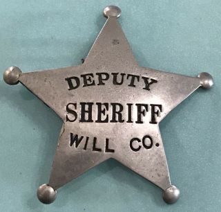 Rare Antique First Issue Will County Illinois Deputy Sheriff Star