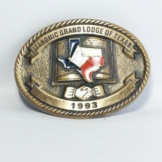 Vintage Masonic Grand Lodge Of Texas Limited Edition Belt Buckle 1993
