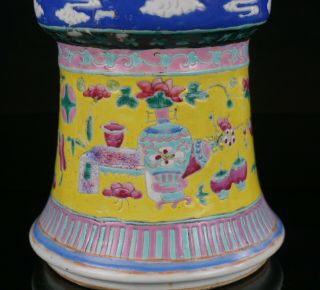 Large Antique Chinese Nyonya Straits Famiile Rose Porcelain Dragon Vase 19th C 6