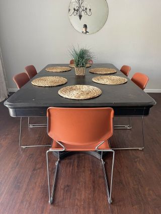 Vintage Mid Century Modern Krueger Orange Chairs Set Of 6.  From The 70’s