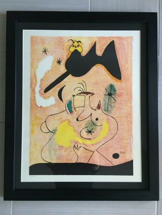Vintage Joan Miro Signed Hand Numbered Lithograph Framed & Matted Dali