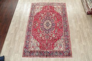 Vintage Floral Traditional Oriental Area Rug Hand - Knotted RED WOOL Carpet 6 ' x10 ' 2