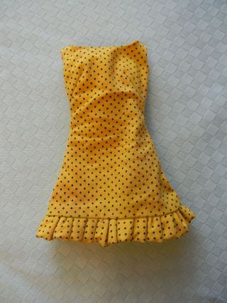 Vintage 1969 Mod Barbie Sun - Shiner Dress Htf Yellow Black Polka Dot
