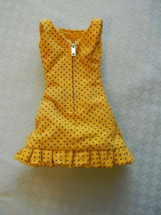 vintage 1969 Mod Barbie Sun - Shiner Dress HTF Yellow Black Polka Dot 2