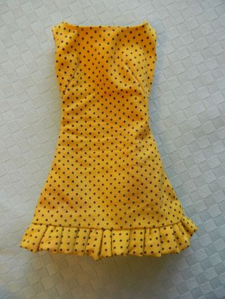 vintage 1969 Mod Barbie Sun - Shiner Dress HTF Yellow Black Polka Dot 3