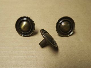 (3) Vintage Brass Finish Drawer Pulls / Knobs - - Screws