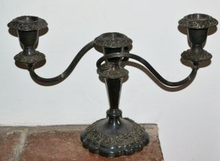 Antique Mappin & Webb Silver Plate On Copper Three Branch Candelabra Candlestick