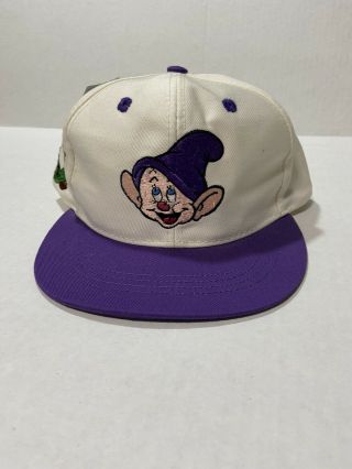 Vtg Disney Store Youth Dopey Embroidered Snapback Hat 90s Spellout Nos