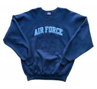 Vintage 90s Soffe Blue Air Force Academy College Crewneck Sweatshirt Size Large