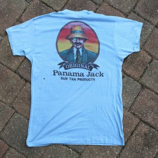 Vtg 80s Panama Jack Paper Thin Burnout T Shirt Large Light Blue 50/50