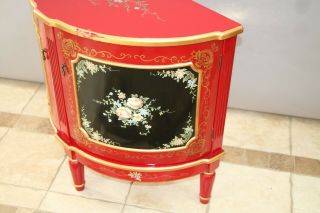 Vintage Cabinet Demilune Dresser Vanity Commode half circle rose flower theme 4