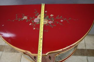 Vintage Cabinet Demilune Dresser Vanity Commode half circle rose flower theme 6