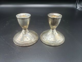 Pair Duchin Creations Sterling Silver Candle Holders Weighted Candlesticks Bin