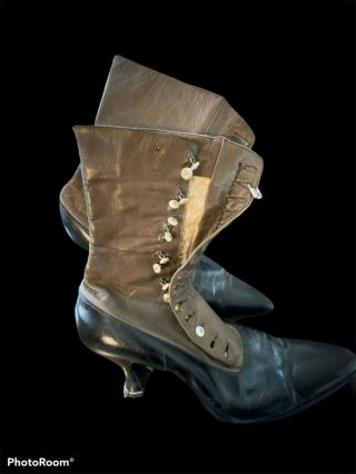 Antique Vintage Leather High Top Boots - 1900 