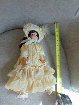 Vintage Bisque Doll In Dress And Bonnet