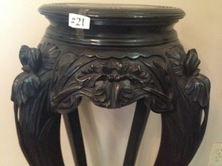 Antique Carved Chinese Plant Stand Asian End Table Tall (cat 21)