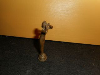Nude Woman Calling,  Antique Bronze Miniature Statue Or Wax Seal