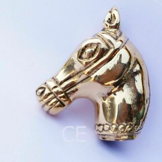 Golden Brass Horse Head Handle Wooden Vintage Style Walking Stick Design Gift