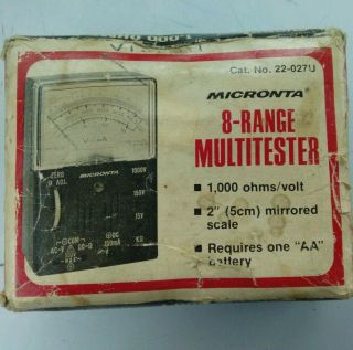 Vintage Radio Shack Micronta 22 - 027u 8 - Range Multitester 1000 Ohms/volt