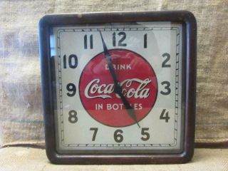 Vintage 1939 Electric Coca - Cola Clock Sign Wood Metal Glass Antique Coke 10028