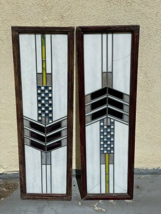Prairie Style Arts & Crafts Stained Glass Windows,  Style Of Frank Lloyd Wright