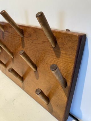 Vintage 10 Peg Wooden Wall Coat/hat Rack 18 1/2” X 11 1/4”