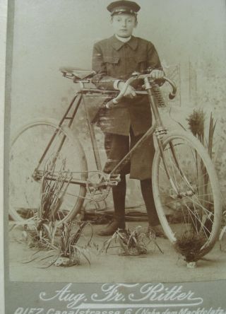 Cdv Photo 1898 Fahrrad Nummernschild Ritter Diez Antique Bicycle Velo Ancien