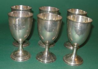 Vintage Set Of 6 Wallace Sterling Silver 2203 Wine Water Goblet 28.  2 Ounces