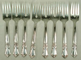 Valley Rose Oneida Wm A Rogers Silverplate 8 Salad Forks 1956
