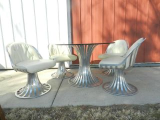 Mcm 60s Space Age Woodard Aluminum Dining Table Chairs Atomic Eames Knoll Era