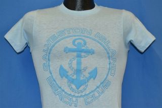 Vtg 80s Galveston Island Beach Club Texas Boat Anchor Nautical Travel T - Shirt Xs