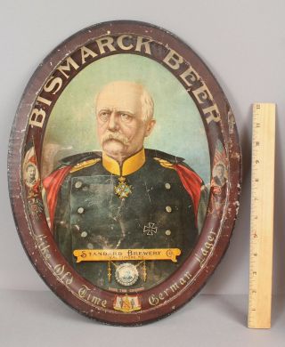 Antique Pre - Prohibition Tin Litho Beer Tray Bismarck Standard Brewing Baltimore